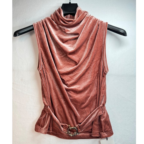 Cider Tops - Cider Womens Rust Color Velvet Sleeveless High Cowl Neck Top S  NWT